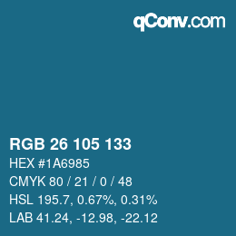Color code: RGB 26 105 133 | qconv.com
