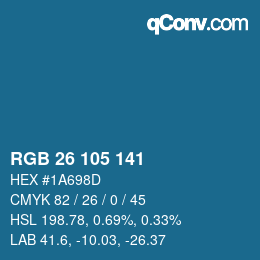 カラーコード: RGB 26 105 141 | qconv.com