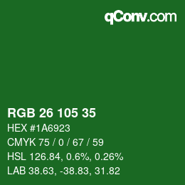 颜色代码: RGB 26 105 35 | qconv.com