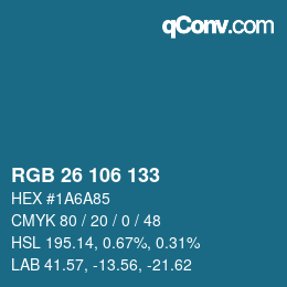 Código de color: RGB 26 106 133 | qconv.com