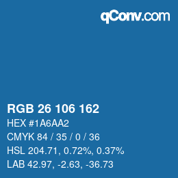 カラーコード: RGB 26 106 162 | qconv.com