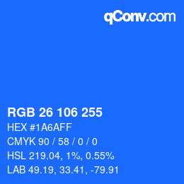 Color code: RGB 26 106 255 | qconv.com