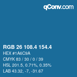 カラーコード: RGB 26 108.4 154.4 | qconv.com