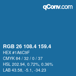 カラーコード: RGB 26 108.4 159.4 | qconv.com