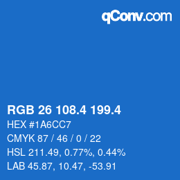 カラーコード: RGB 26 108.4 199.4 | qconv.com