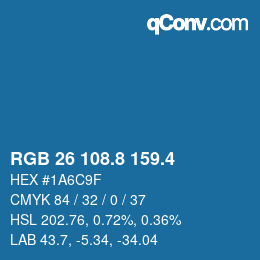 カラーコード: RGB 26 108.8 159.4 | qconv.com