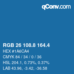カラーコード: RGB 26 108.8 164.4 | qconv.com