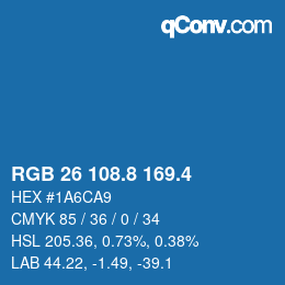 カラーコード: RGB 26 108.8 169.4 | qconv.com