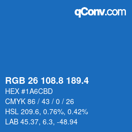 カラーコード: RGB 26 108.8 189.4 | qconv.com