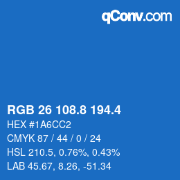カラーコード: RGB 26 108.8 194.4 | qconv.com