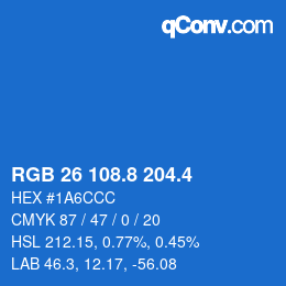 カラーコード: RGB 26 108.8 204.4 | qconv.com
