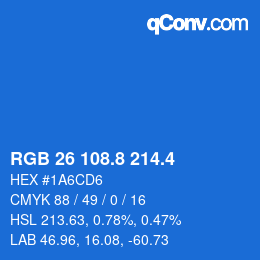 カラーコード: RGB 26 108.8 214.4 | qconv.com