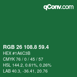 カラーコード: RGB 26 108.8 59.4 | qconv.com