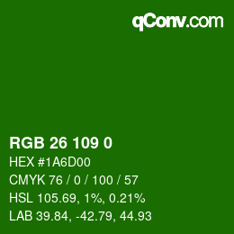 Color code: RGB 26 109 0 | qconv.com