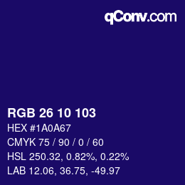 颜色代码: RGB 26 10 103 | qconv.com