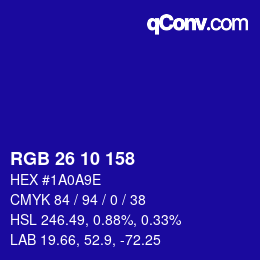 カラーコード: RGB 26 10 158 | qconv.com