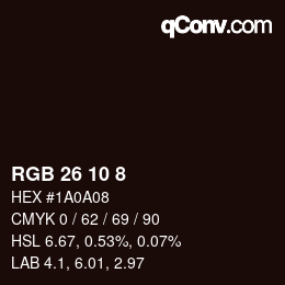 カラーコード: RGB 26 10 8 | qconv.com