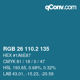 カラーコード: RGB 26 110.2 135 | qconv.com