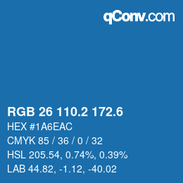 カラーコード: RGB 26 110.2 172.6 | qconv.com