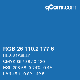 カラーコード: RGB 26 110.2 177.6 | qconv.com