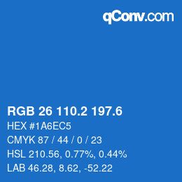 カラーコード: RGB 26 110.2 197.6 | qconv.com