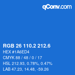 カラーコード: RGB 26 110.2 212.6 | qconv.com