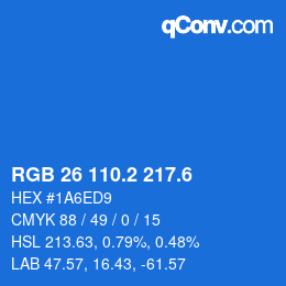 カラーコード: RGB 26 110.2 217.6 | qconv.com