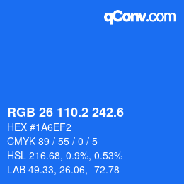 カラーコード: RGB 26 110.2 242.6 | qconv.com