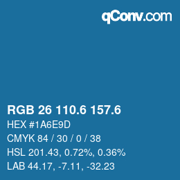 カラーコード: RGB 26 110.6 157.6 | qconv.com