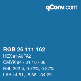 Farbcode: RGB 26 111 162 | qconv.com