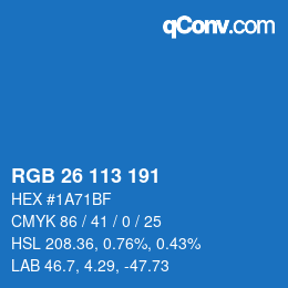 Color code: RGB 26 113 191 | qconv.com
