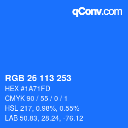 Color code: RGB 26 113 253 | qconv.com