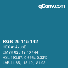 Color code: RGB 26 115 142 | qconv.com