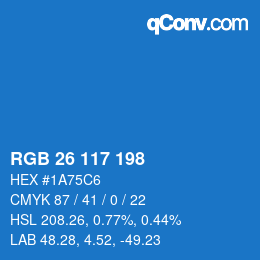 Color code: RGB 26 117 198 | qconv.com