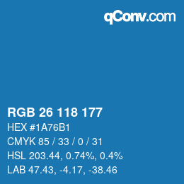 カラーコード: RGB 26 118 177 | qconv.com