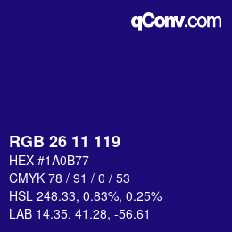カラーコード: RGB 26 11 119 | qconv.com