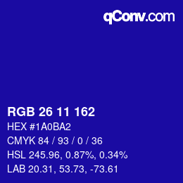Color code: RGB 26 11 162 | qconv.com