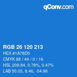 カラーコード: RGB 26 120 213 | qconv.com