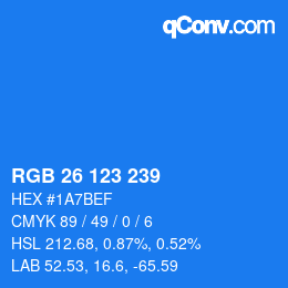 Farbcode: RGB 26 123 239 | qconv.com