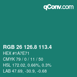 カラーコード: RGB 26 126.8 113.4 | qconv.com
