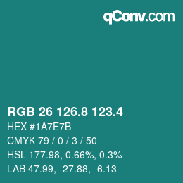 カラーコード: RGB 26 126.8 123.4 | qconv.com
