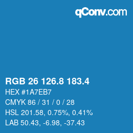 カラーコード: RGB 26 126.8 183.4 | qconv.com