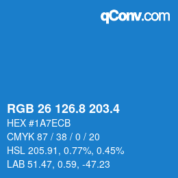 カラーコード: RGB 26 126.8 203.4 | qconv.com