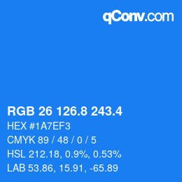 カラーコード: RGB 26 126.8 243.4 | qconv.com