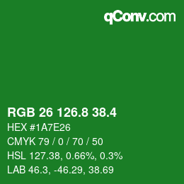 カラーコード: RGB 26 126.8 38.4 | qconv.com
