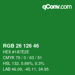 Color code: RGB 26 126 46 | qconv.com