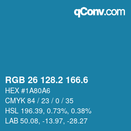 カラーコード: RGB 26 128.2 166.6 | qconv.com