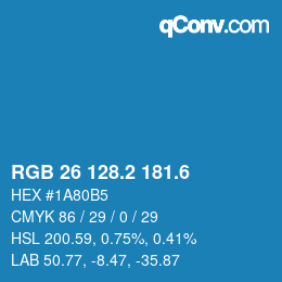 カラーコード: RGB 26 128.2 181.6 | qconv.com