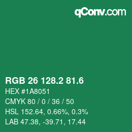 カラーコード: RGB 26 128.2 81.6 | qconv.com