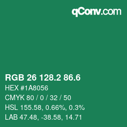 カラーコード: RGB 26 128.2 86.6 | qconv.com